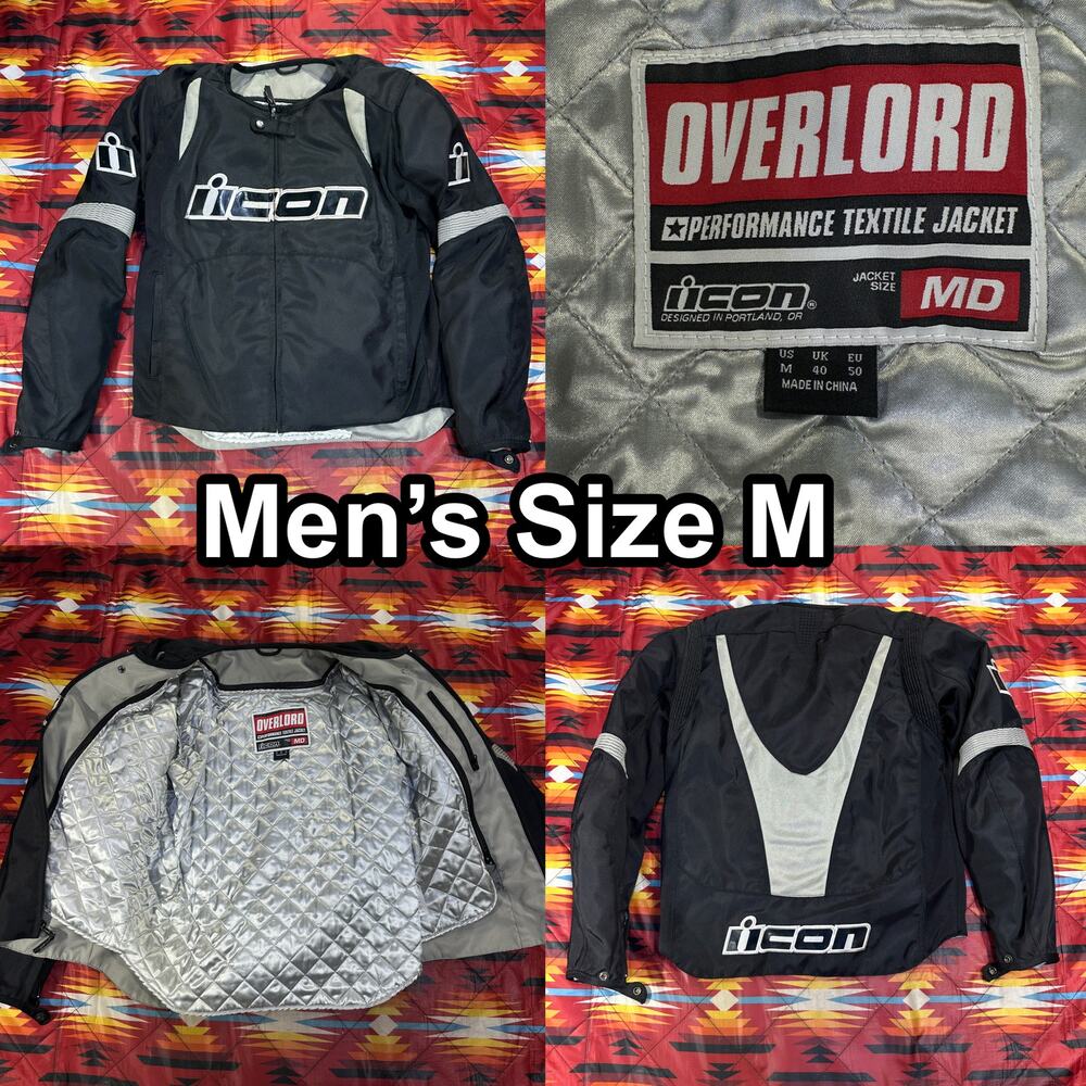 Icon Overload Motorcycle Jacket Black Performance Textile Padded Men’s Sz Medium